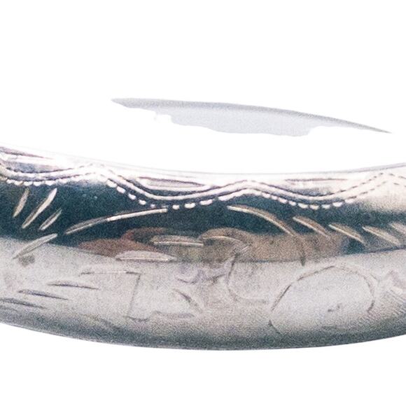Vintage 925 Sterling Silver Etched Hinged Round Bangle Bracelet Thai 21g - Picture 5 of 10